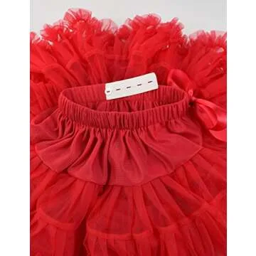 Baby Girls Tutu Skirt Princess Fluffy Soft Chiffon Ballet Birthday Party Pettiskirt Red L