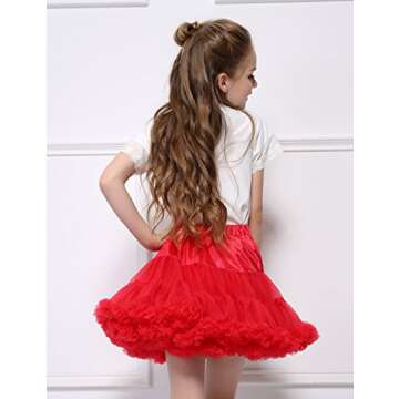 Baby Girls Tutu Skirt Princess Fluffy Soft Chiffon Ballet Birthday Party Pettiskirt Red L
