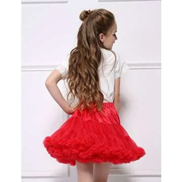 Baby Girls Tutu Skirt Princess Fluffy Soft Chiffon Ballet Birthday Party Pettiskirt Red L