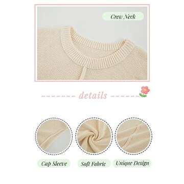 Saodimallsu Womens Summer Cap Sleeve Tops Casual Crew Neck Loose Fit Knit Lightweight Sweater Pullover Top Green