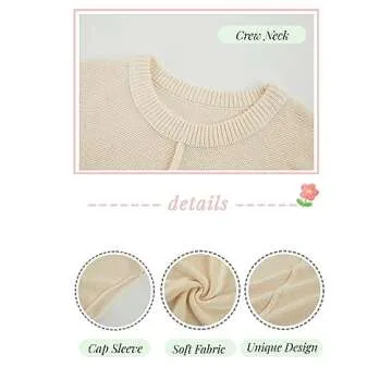 Saodimallsu Womens Summer Cap Sleeve Tops Casual Crew Neck Loose Fit Knit Lightweight Sweater Pullover Top Green