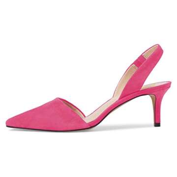 FSJ Women Fashion Low Kitten Heels Pumps Pointed Toe Slingback Sandals Party Casual Dress Shoes