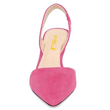 FSJ Women Fashion Low Kitten Heels Pumps Pointed Toe Slingback Sandals Party Casual Dress Shoes