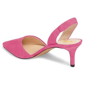 FSJ Women Fashion Low Kitten Heels Pumps Pointed Toe Slingback Sandals Party Casual Dress Shoes