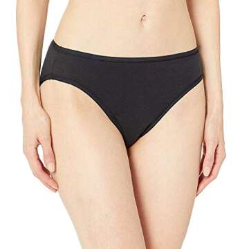 Amazon Essentials Women's Cotton High Leg Brief Underwear (Available in Plus Size), Pack of 10, Blac...