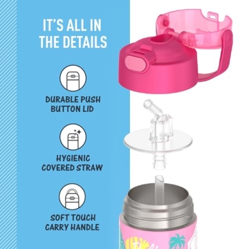 Stylish THERMOS FUNTAINER Water Bottle with Straw for Kids