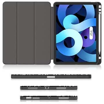Soke iPad Air 5 / Air 4 Case 10.9 Inch 2022/2020 with Pencil Holder - [Full Body Protection + Apple Pencil Charge+ Auto Sleep/Wake], Soft TPU Back Cover for New iPad Air 5th/4th Gen,Book Black