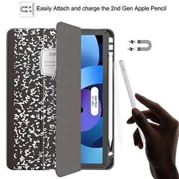 Soke iPad Air 5 / Air 4 Case 10.9 Inch 2022/2020 with Pencil Holder - [Full Body Protection + Apple Pencil Charge+ Auto Sleep/Wake], Soft TPU Back Cover for New iPad Air 5th/4th Gen,Book Black