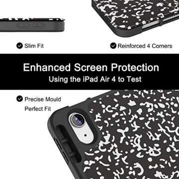 Soke iPad Air 5 / Air 4 Case 10.9 Inch 2022/2020 with Pencil Holder - [Full Body Protection + Apple Pencil Charge+ Auto Sleep/Wake], Soft TPU Back Cover for New iPad Air 5th/4th Gen,Book Black