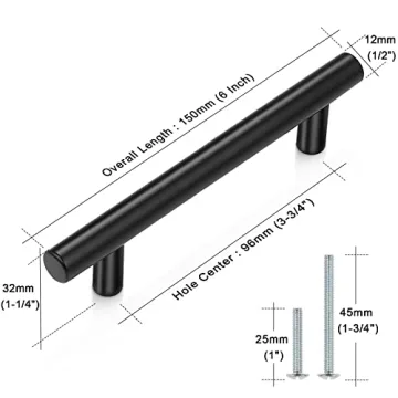 Probrico Black Cabinet Pulls Durable Euro-Style Handles