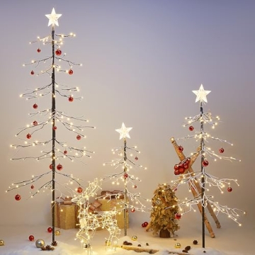 Lightshare Set of 3 Snowy Fir Trees for Festive Decor