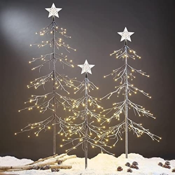 Lightshare Set of 3 Snowy Fir Trees for Festive Decor
