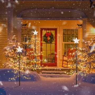 Lightshare Set of 3 Snowy Fir Trees for Festive Decor