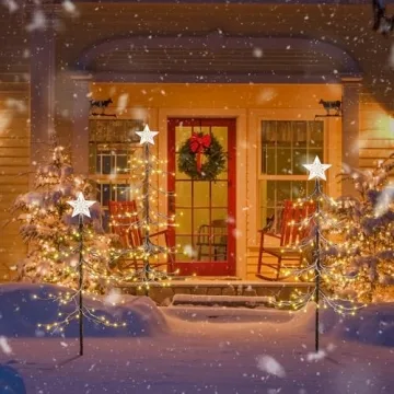 Lightshare Set of 3 Snowy Fir Trees for Festive Decor