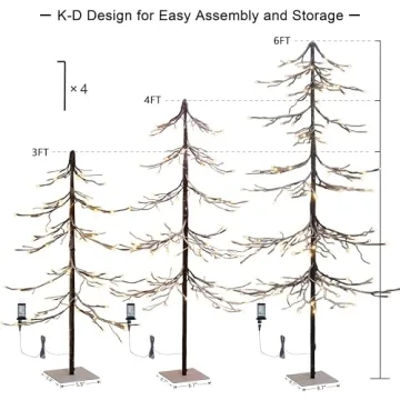 Lightshare Set of 3 Snowy Fir Trees for Festive Decor