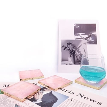 Rose Quartz Coaster Set - Natural Crystal Elegance