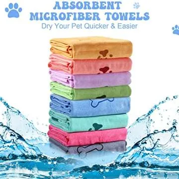 8 Pcs Dog Towels Pet Bath Drying Towels 55 x 28 Inches Large Absorbent Microfiber Quick Fast Drying ...
