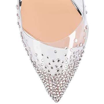FSJ Studded Transparent Pointed Toe High Heels Pumps