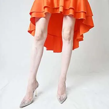 FSJ Studded Transparent Pointed Toe High Heels Pumps