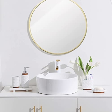 RQYIXI Luxury Ceramic Wood Bathroom Accessories Set