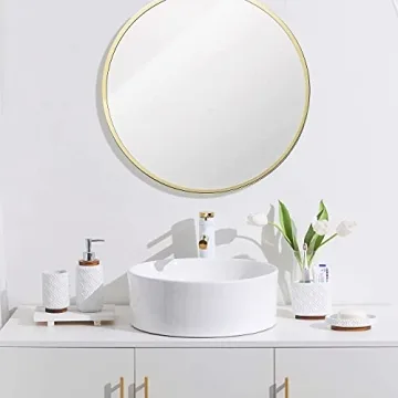 RQYIXI Luxury Ceramic Wood Bathroom Accessories Set