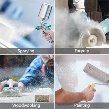 HXMY Reusable Respirator Mask with Filters,Gas Mask with Anti-Fog Safety Goggles for Chemicals Spray Paint Construction Sanding Woodworking