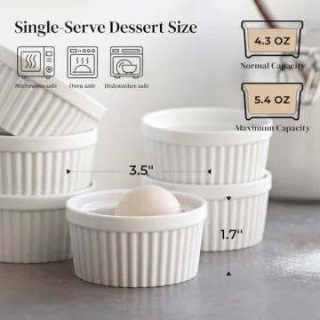 DOWAN 4 oz Ramekins Set of 6 for Baking Desserts