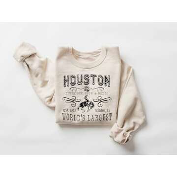 Houston Livestock Show Shirt, Livin' On Rodeo Time Hoodie, Wild West Rodeo Sweatshirt, Retro Cowboy ...