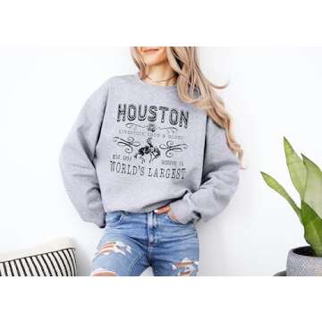 Houston Livestock Show Shirt, Livin' On Rodeo Time Hoodie, Wild West Rodeo Sweatshirt, Retro Cowboy TShirt, Rodeo Fest Crewneck, Western Mom Sweater, Cowboy Shirt