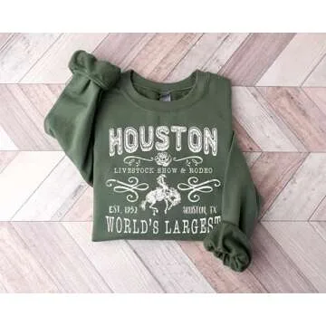 Houston Livestock Show Shirt, Livin' On Rodeo Time Hoodie, Wild West Rodeo Sweatshirt, Retro Cowboy TShirt, Rodeo Fest Crewneck, Western Mom Sweater, Cowboy Shirt
