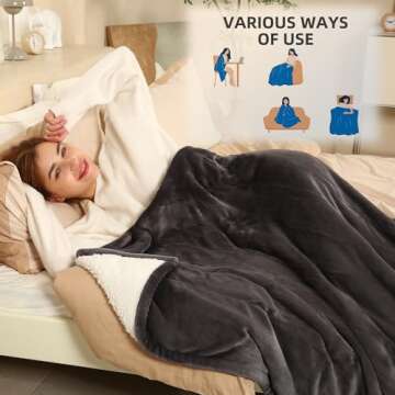 Electric Throw Blanket Heated Blanket Throw with 5 Heating Levels & 4 Hours Auto Off, 50"x60" Heated Throw Blanket with ETL & FCC Certification for Home Office, Machine Washable, Dark Gray