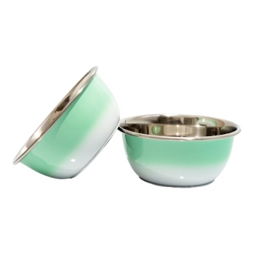 American Pet Supplies Set of 2 Deep Colored Stainless Steel Dog Bowls with Non-Skid Rubber Ring for ...