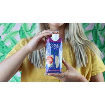 CocoGoods Co Single-Origin Natural Coconut Water with Fresh Passion Fruit Juice 16.9 fl. oz (Pack of 12)