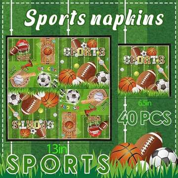 Sports Themed Birthday Party Supplies - 40PCS Napkins