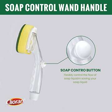 Soap Control Handle Dishwand Refills, 6 Sponges Heads Dish Wand Refill Replacement, Heavy Duty Non-S...