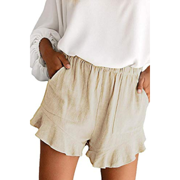 Mosucoirl Women Comfy Drawstring Casual Elastic Waist Pure Color Shorts Summer Beach Lightweight Sho...