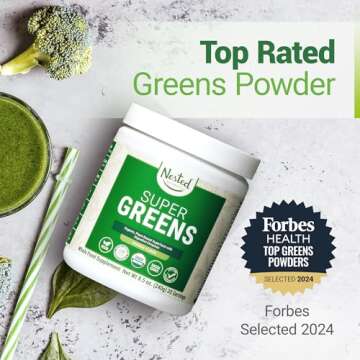Super Greens Daily Greens Superfood Powder - Certified USDA Organic Green Powder w/20+ Whole Foods, Spirulina Powder, Wheat & Barley Grass - Probiotics, Fiber & Enzymes - Original Flavour, 30 Servings