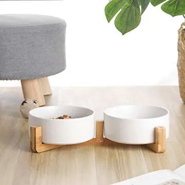 Ceramic Dog Bowl Set with Non Slip Stand for Dogs