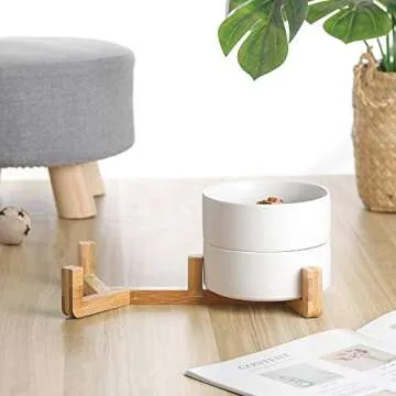 Ceramic Dog Bowl Set with Non Slip Stand for Dogs