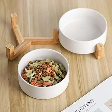 Ceramic Dog Bowl Set with Non Slip Stand for Dogs