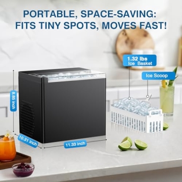 Compact ORFLROA Ice Maker 9 Ice Cubes in 6 Mins