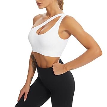 MATHACINO One Shoulder Sports Bra for Women