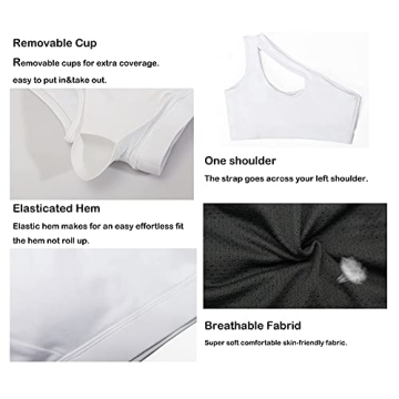 MATHACINO One Shoulder Sports Bra for Women