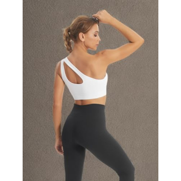 MATHACINO One Shoulder Sports Bra for Women
