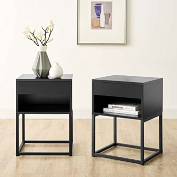 Stylish BIKAHOM Zany Nightstand with Storage and Drawer