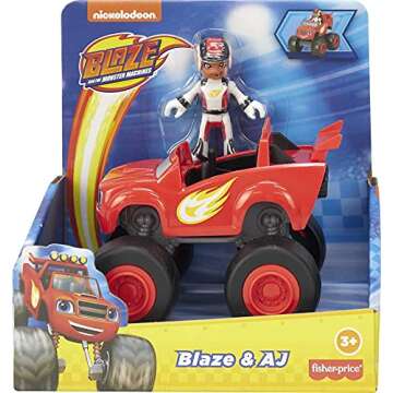 Fisher-Price Blaze and The Monster Machines Toy Truck & Figure Set, Blaze & AJ, Preschool Racing Play Ages 3+ Years