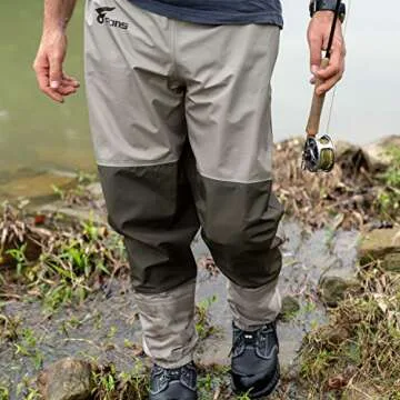 8 Fans Mens Womens Waist Waders,3-Ply Durable Breathable Waterproof Stockingfoot Insulated Wading Pants for Fishing Kayaking Size XXL Khaki