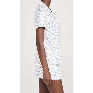 Roller Rabbit Women's Disco Hearts PJ Polo Set, Rainbow, Print, Off White, XL