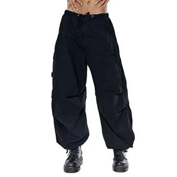 Women's Baggy Cargo Pants Low Waist Hip Hop Sweatpants Drawstring Oversized Loose Wide Leg Hippie Jo...