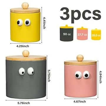 FavorFlavor 3PCS Canister Sets for Kitchen Counter, 50OZ Jars with Airtight Lids Ceramic Coffee Cani...